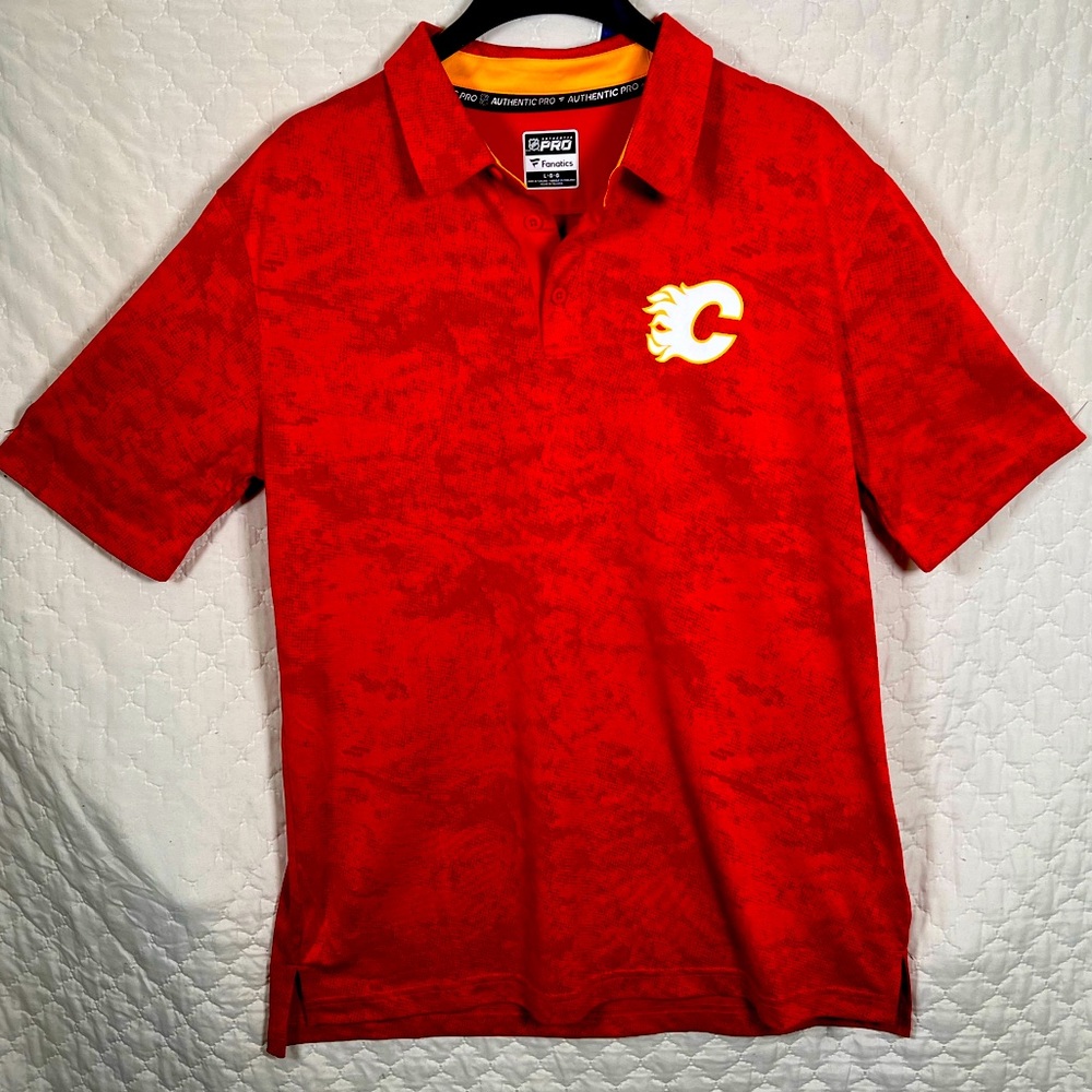 NHL - Calgary Flames - Red Golf Polo Shirt - Large
